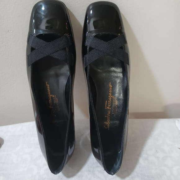 Black SALVATORE FERRAGAMO Labelle Nero Patent calf Leather Crossover 5.5B Shoes - Picture 12 of 12